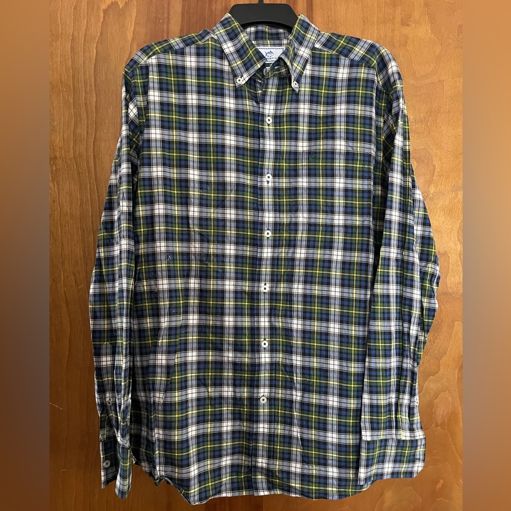 Southern Tide Blue and Green Casual Button Down Shirt